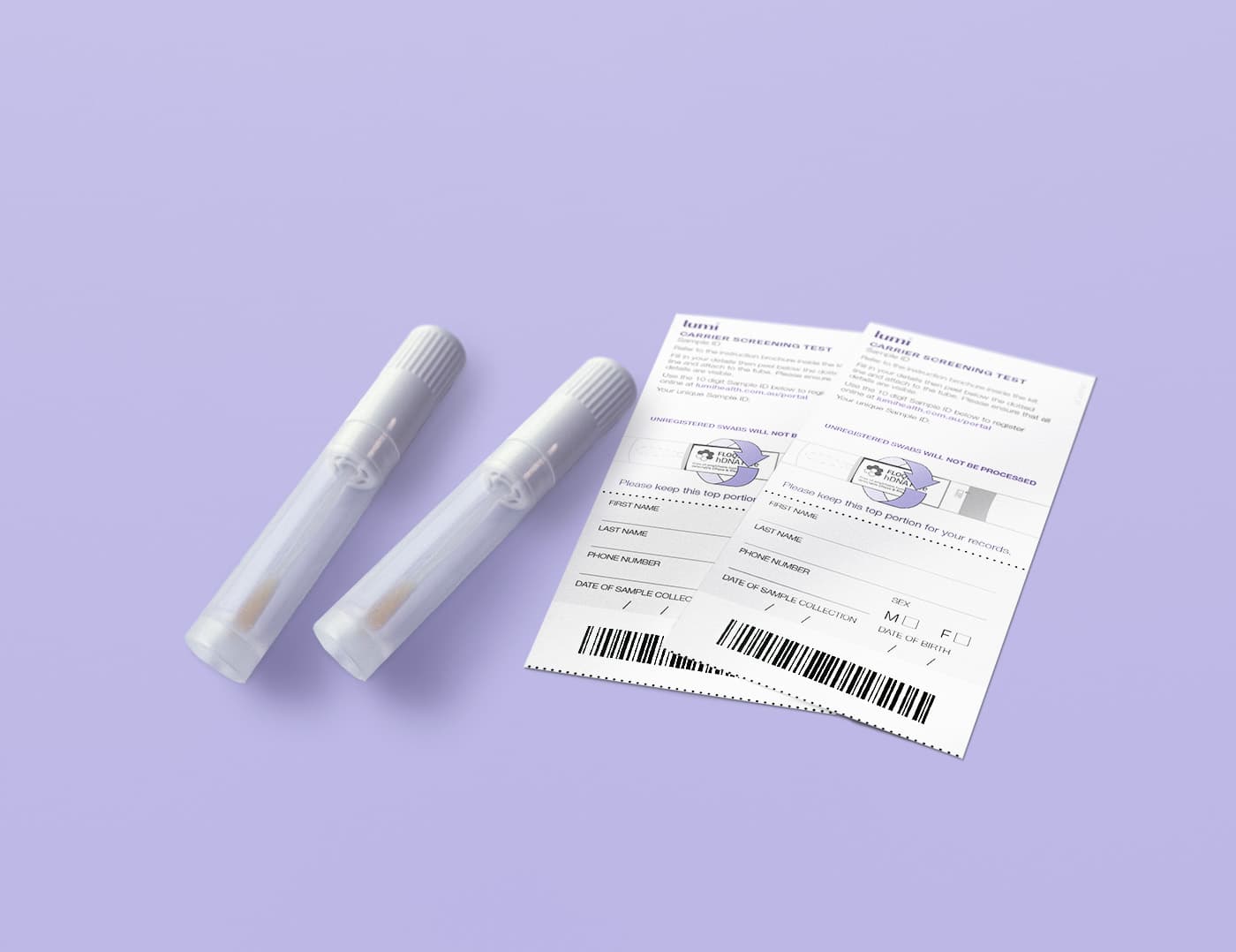 2 Lumi cheek swabs and 2 Sample ID stickers