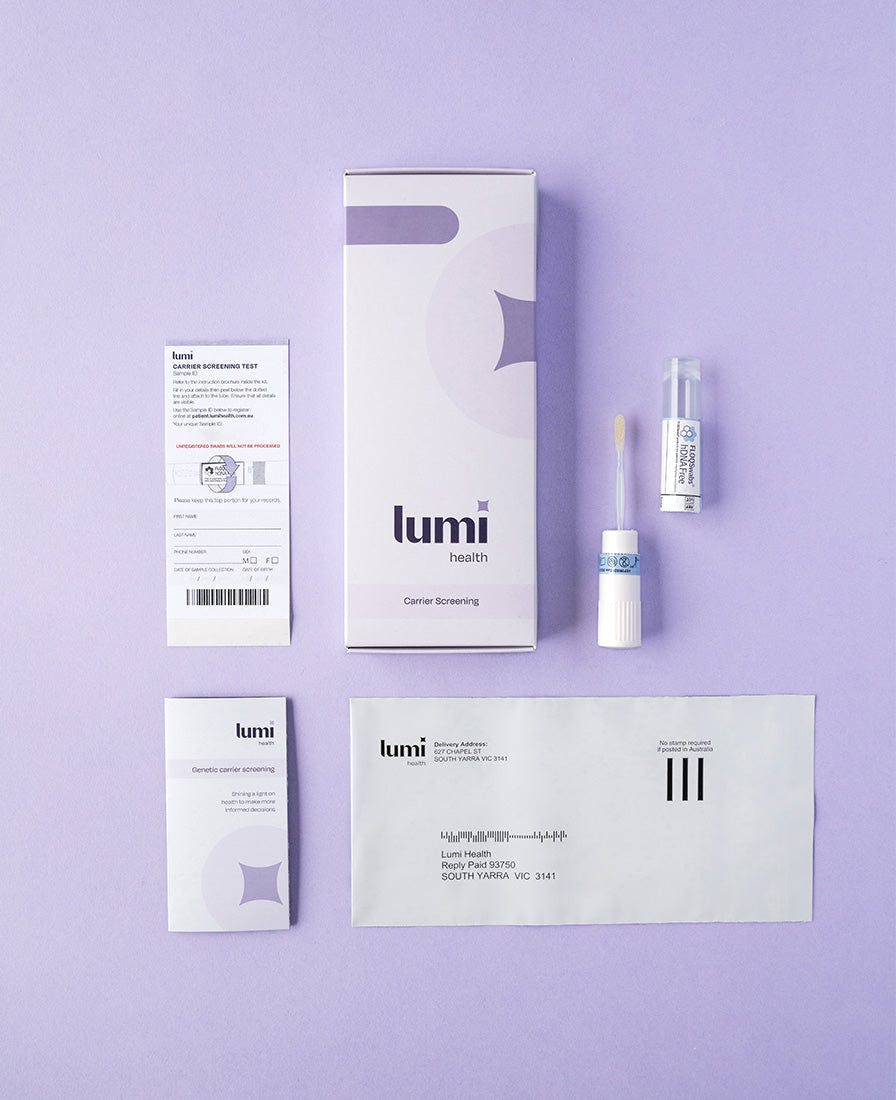 Lumi Health Standard Carrier Screening test kit contents